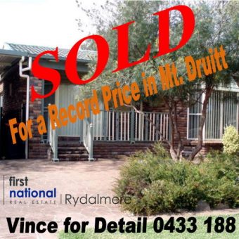 SOLD by Vince For a Record Price in Mt. Druitt, Call 0433 188 155 for detail