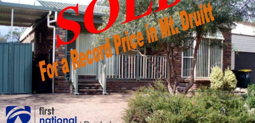 SOLD by Vince For a Record Price in Mt. Druitt, Call 0433 188 155 for detail