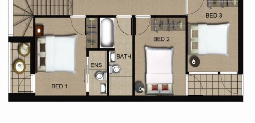 Three bedrooms Brand New Townhouse with ensuite to main – off plan sale